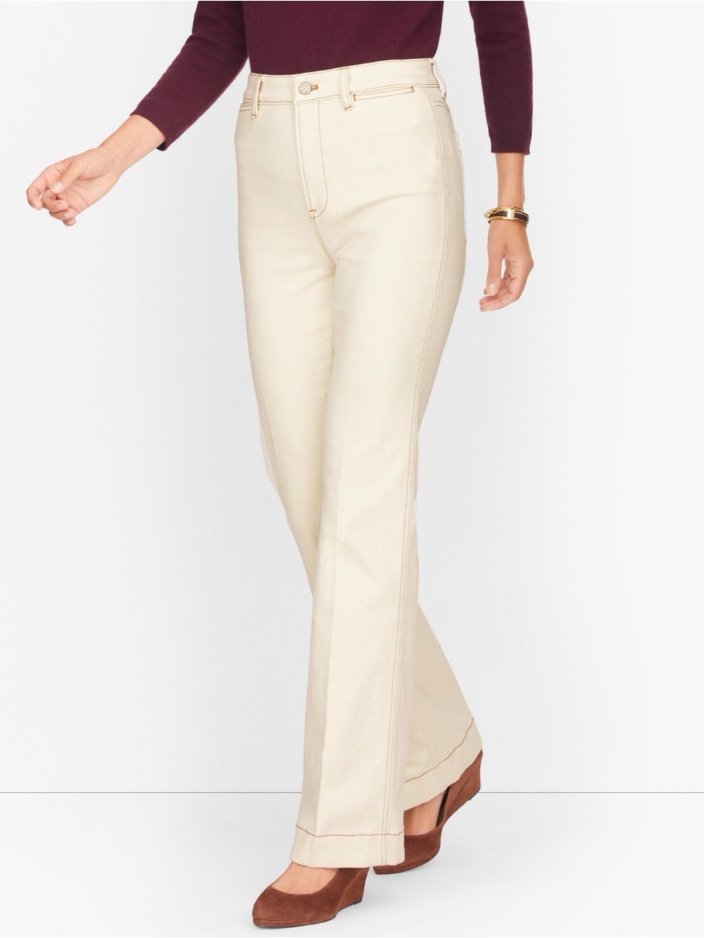 High-Rise Cream straight Leg Women’s Jeans